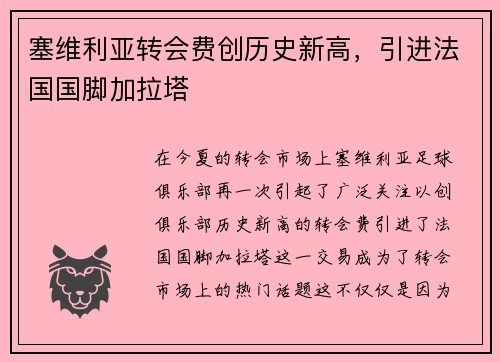 塞维利亚转会费创历史新高，引进法国国脚加拉塔